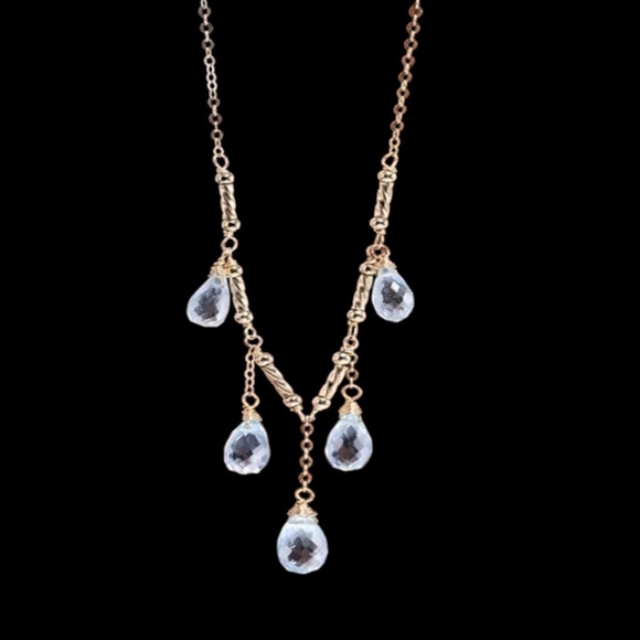Handmade Natural Topaz Droplet Dainty Necklace - Picture 1 of 10